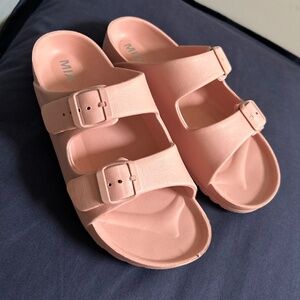 MIA Blush Pink Dual-Buckle Slide Sandals